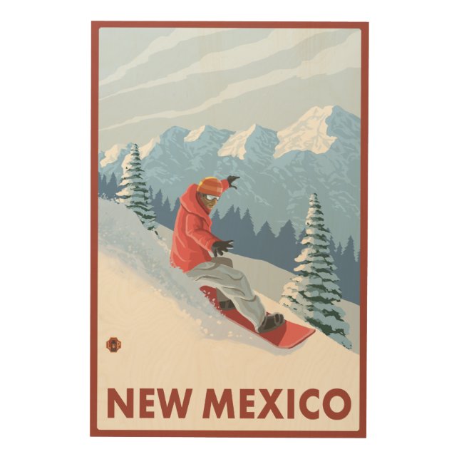 Snowboarder SceneNew Mexico Wood Wall Art (Front)