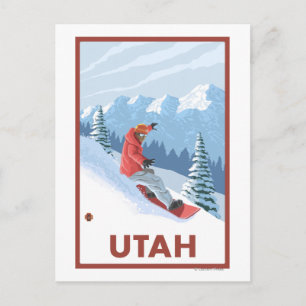 Snowboarder SceneUtah Postcard