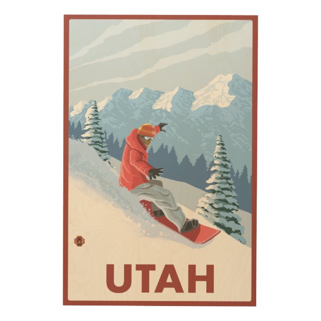 Snowboarder SceneUtah Wood Wall Decor (Front)