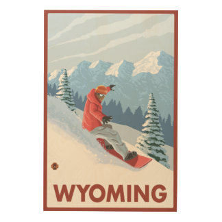 Snowboarder SceneWyoming Wood Wall Decor