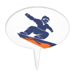 Snowboarder silhouette - Choose background color Cake Topper