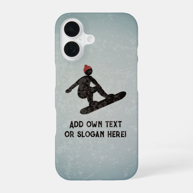 Snowboarder Silhouette on Grunge Look - your text iPhone Case (Back)