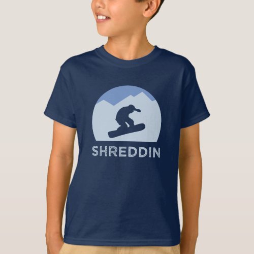 Snowboarder Silhouette Shreddin Cool Kids T_Shirt