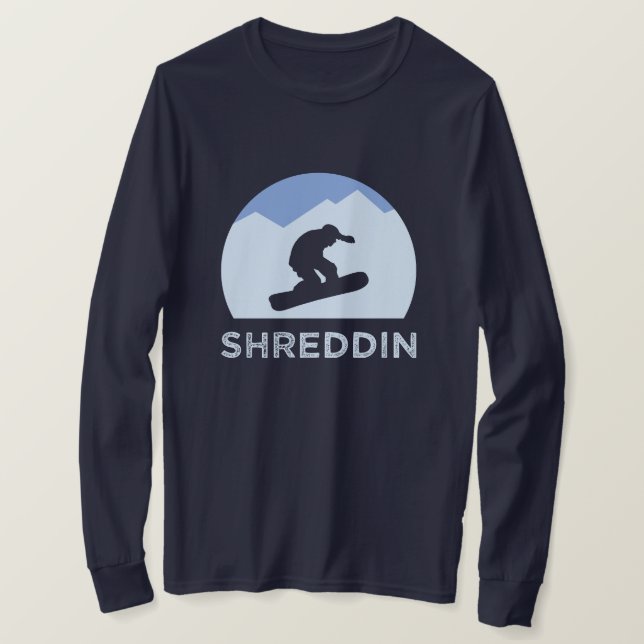 Snowboarder Silhouette Shreddin Long Sleeve T-Shirt (Design Front)