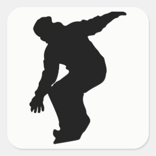 Snowboarder Silhouette Square Sticker