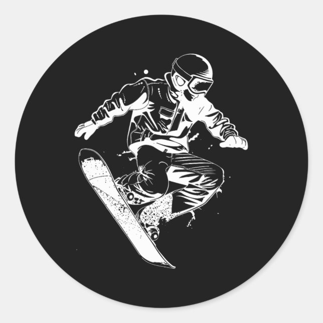 Snowboarder Sketch Alpine Snowboarding  Classic Round Sticker (Front)