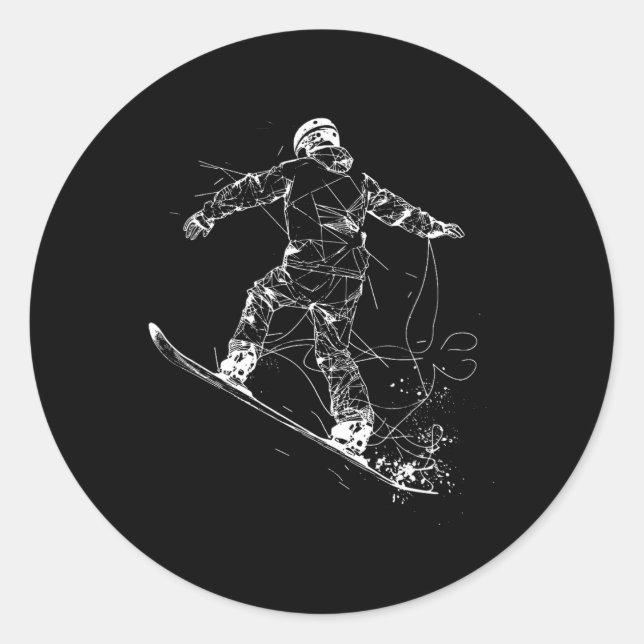 Snowboarder Sketch Snowboarding Slope  Classic Round Sticker (Front)