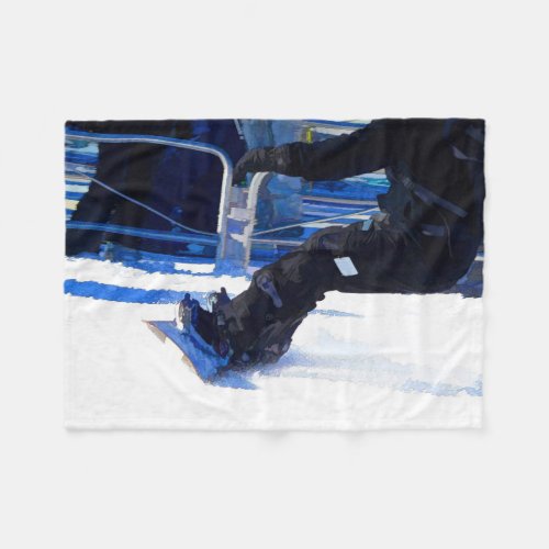 Snowboarder Skidding Winter Sports Gift Fleece Blanket