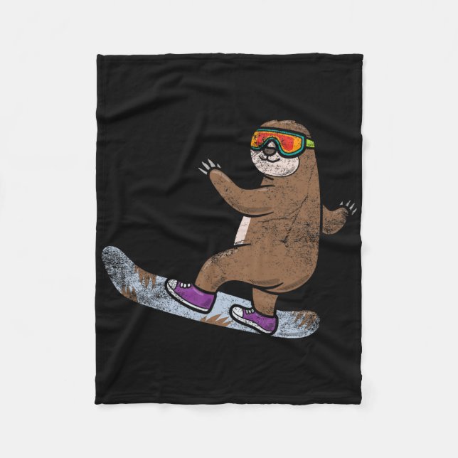 Snowboarder Sloth Lover Snowboarding Snow Winter S Fleece Blanket (Front)