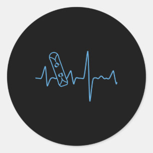 Snowboarder Snowboarding Heartbeat Winter Ski Spor Classic Round Sticker