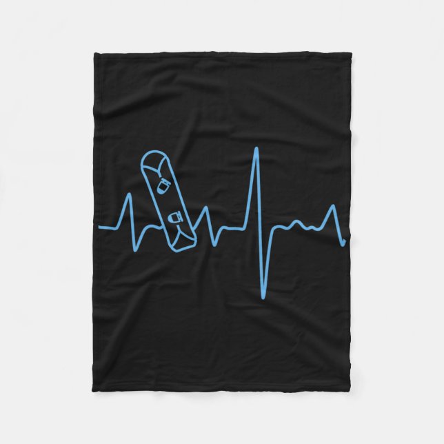 Snowboarder Snowboarding Heartbeat Winter Ski Spor Fleece Blanket (Front)