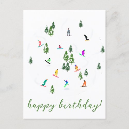  Snowboarder Snowboarding Illustration Birthday Postcard
