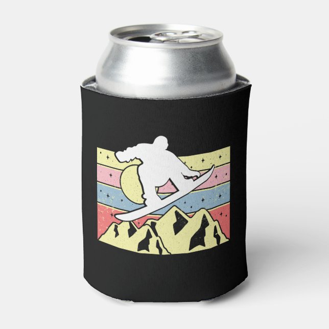 Snowboarder Snowboarding Snowboard Retro Can Cooler (Can Front)