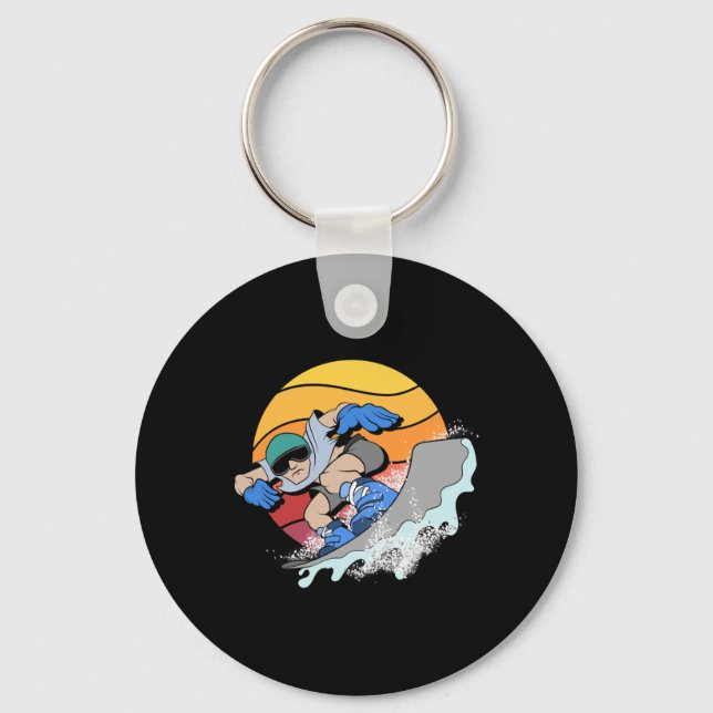 Snowboarder Snowboarding Winter Sport Retro Snowbo Keychain (Front)