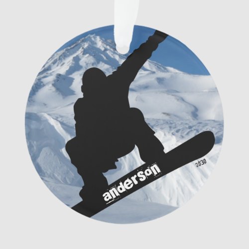 Snowboarder Winter Mountain Photo Year Christmas  Ornament