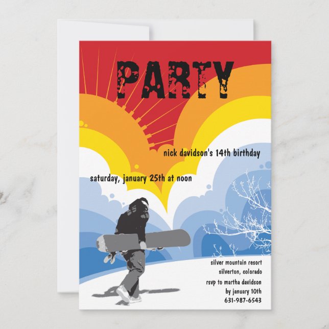 Snowboarder's Dream Invitation (Front)