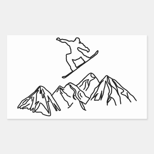 snowboarders in the mountains, 02, rectangular sticker (Front)