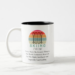 Snowboarders Skiing Vintage Instructor Dad or mom Two-Tone Coffee Mug