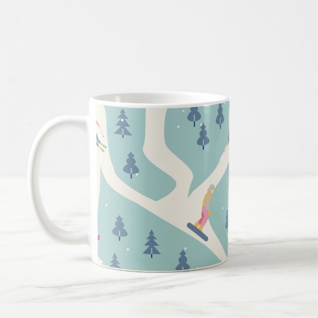 Snowboarders, winter resort, active recreation. coffee mug (Left)