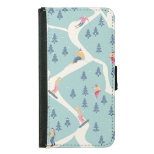 Snowboarders, winter resort, active recreation. samsung galaxy s5 wallet case