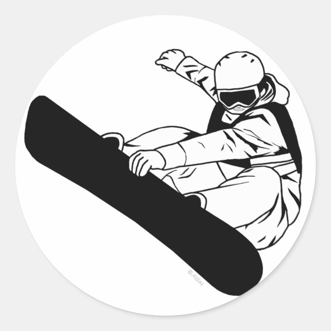 Snowboarding 3 classic round sticker (Front)
