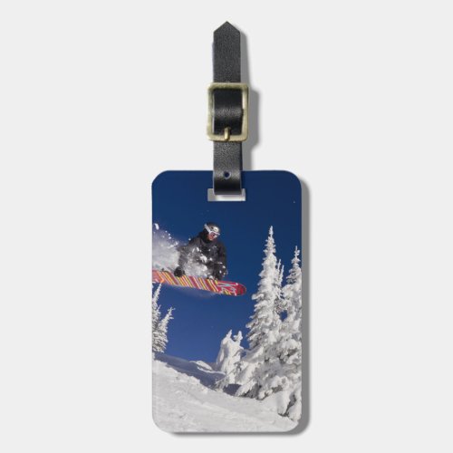 Snowboarding action at Whitefish Mountain Resort Luggage Tag