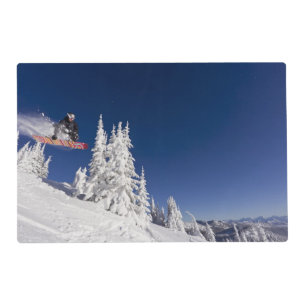 Snowboarding action at Whitefish Mountain Resort Placemat