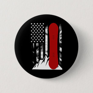 Snowboarding American Flag Skiing Snowboard For Wo Button