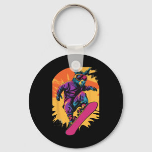 Snowboarding Animals- Donkey On A Snowboard Snowbo Keychain