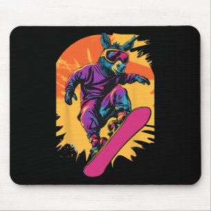Snowboarding Animals- Donkey On A Snowboard Snowbo Mouse Pad