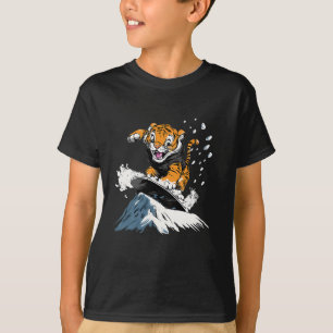 Snowboarding Animals- Tiger On A Snowboard Snowboa T-Shirt