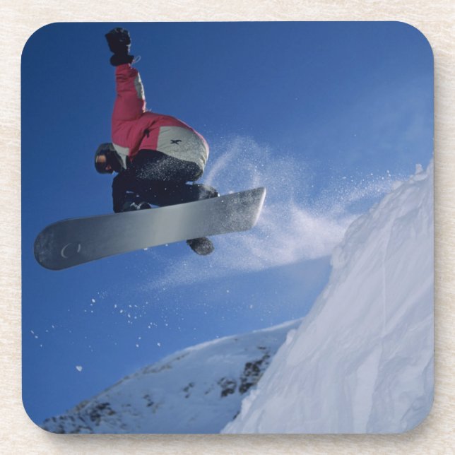 Snowboarding at Snowbird Resort, Utah (MR) Beverage Coaster (Front)