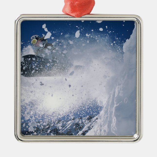 Snowboarding at Snowbird Resort, Wasatch Metal Ornament (Front)