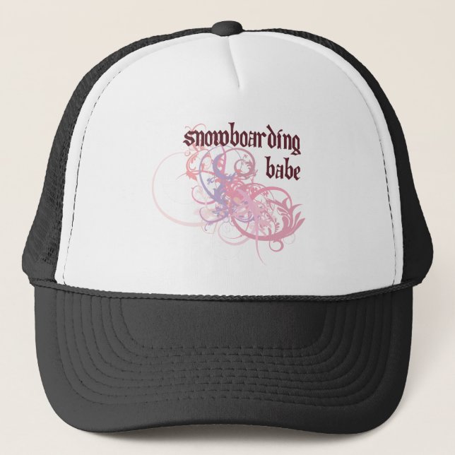Snowboarding Babe Trucker Hat (Front)