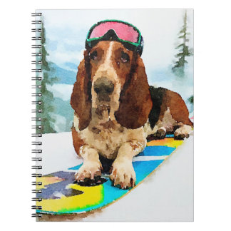 Snowboarding Basset hound Notebook