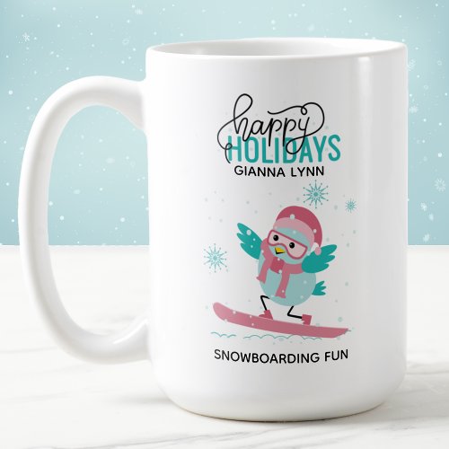 Snowboarding Bluebird Winter Sports Personalized Coffee Mug
