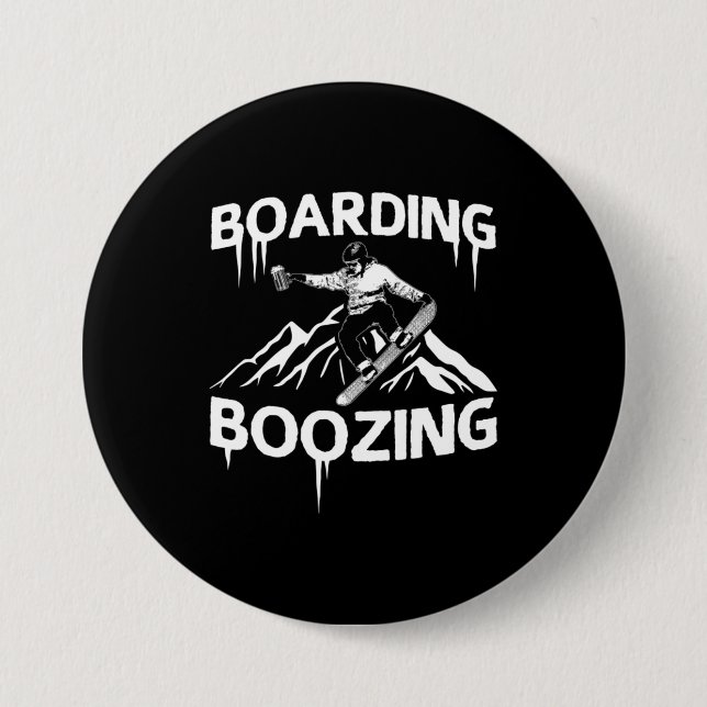 Snowboarding Boozing Button (Front)