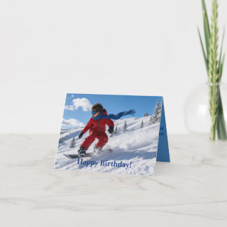 Snowboarding Boy Birthday Card