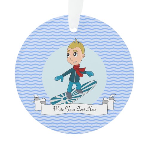 Snowboarding boy cartoon ornament