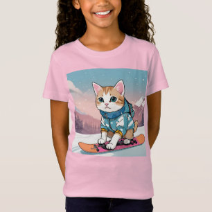 Snowboarding Cat Anime Adventure T-Shirt