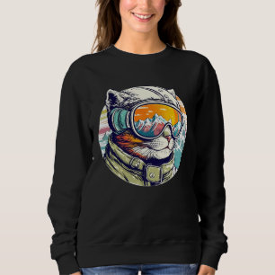 Snowboarding Cat Cool Snowboarder or Skier Mountai Sweatshirt