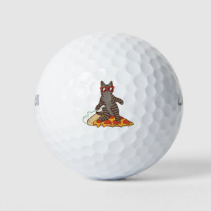 Snowboarding Cat on Pizza Golf Balls
