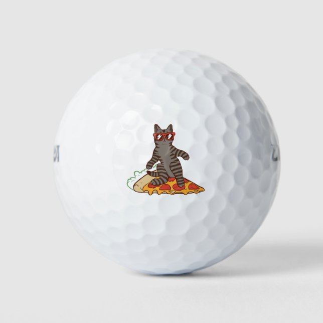 Snowboarding Cat on Pizza Golf Balls (Front)