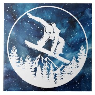 Snowboarding Ceramic Tile