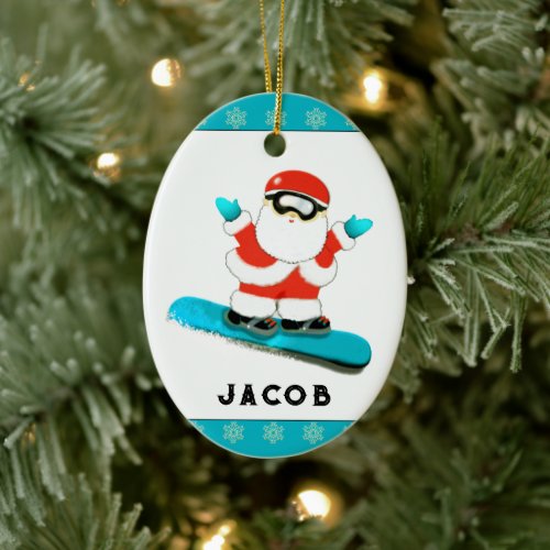 Snowboarding Christmas Collectible Ceramic Ornament