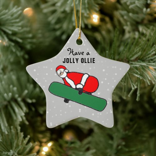 Snowboarding Christmas Collectible Ceramic Ornament