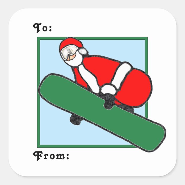 Snowboarding Christmas gift tags (Front)