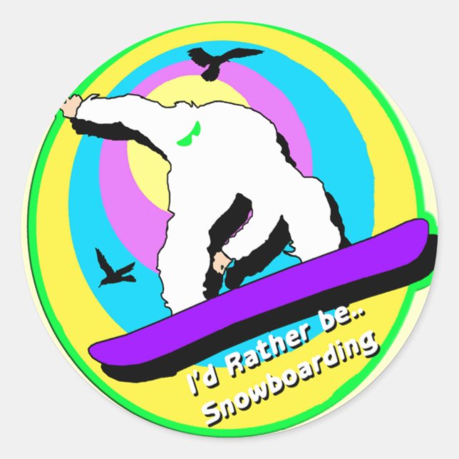 Snowboarding Classic Round Sticker (Front)