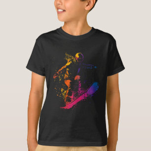 Snowboarding Color Paint Splash Snowboarder Downhi T-Shirt