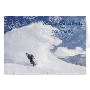 Snowboarding Colorado Snowflake Christmas Card